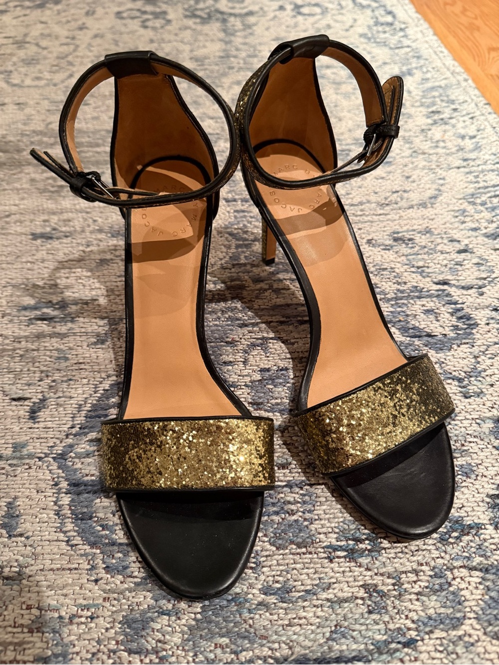 Marc by Marc Jacobs Gold Glitter Ankle-Strap High Heel Sandals Size 40/10